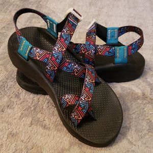 Chaco Z/2 Sandals - W8 (M6) - red blue black, versatile, comfortable, hiking